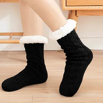 Зимние женские мягкие носки, нескользящие Теплые утолщенные домашние тапочки, Милые Женские носки для ног в корейском стиле, повседневные высококачественные носки