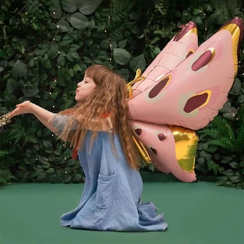 3D Воздушный шар из фольги с бабочками, Большой воздушный шар с крыльями Ангела, Сказочный воздушный шар с бабочками на день рождения девушки, свадьба в тематике бабочек