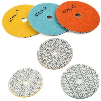 Алмазные полировальные площадки, 4-дюймовые Влажные/Сухие шлифовальные диски для полировки гранитного мраморного камня, бетонного пола.
