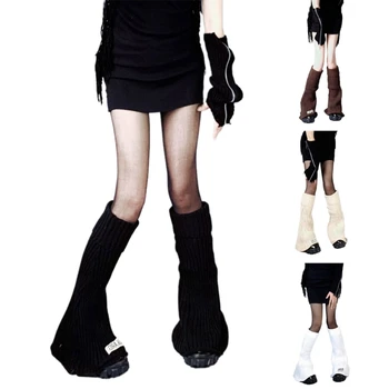 Женские гетры в стиле готик-панк с расклешенными буквами Harajuku, трикотажные носки в рубчик