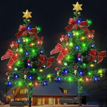 Новая солнечная Рождественская елка, Уличная водонепроницаемая Умная светочувствительная лампа для газона, Садовый пейзаж, Декоративные напольные светильники
