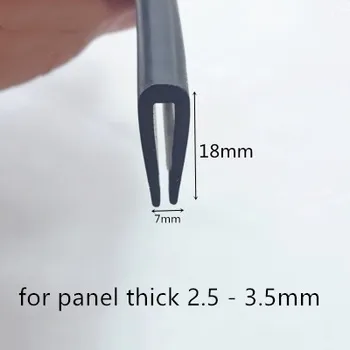 Резиновая уплотнительная U-образная прокладка 18x7x18 мм для стекла толщиной 2,5 - 3,5 мм, Металлическая автомобильная деревянная панель, Ограждающая кромку панели, Черный