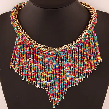 Новое модное ожерелье в богемном стиле для женщин, бусы, ожерелья с кисточками, подвески, Модные женские Аксессуары