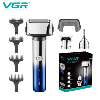 VGR Shaver Профессиональный триммер для волос, Электрическая бритва, Портативный Триммер для носа, Перезаряжаемый станок для бритья, бритва для мужчин V-365