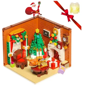 Рождественский ужин с индейкой, Елочная сцена, идеи модульных игровых домиков, игрушки-орнаменты для взрослых и детей, Строительство дома для рождественских друзей