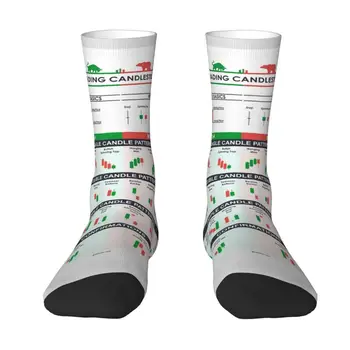 Новые мужские носки с рисунком торговых свечей Унисекс, удобные теплые носки для экипажа с 3D-печатью торговой диаграммы
