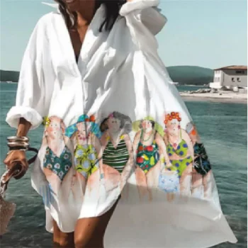 Пляжная рубашка с 3D-принтом, свободный и дышащий топ, удобный топ, новая модная пляжная юбка, 2023