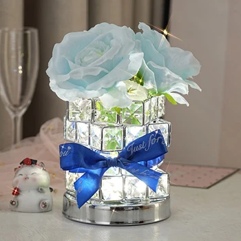 Розовый/Голубой Светодиодный ночник с розами, Персонализированный Стильный декор для домашнего рабочего стола