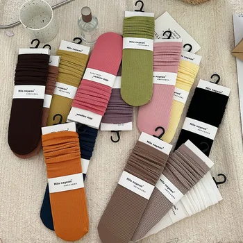 Женские носки Высокого качества, весна-осень, простые тренды, однотонные носки с ворсом, женские повседневные носки японской моды в элегантном стиле