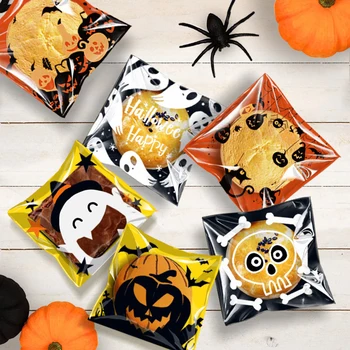 YOMDID 100ШТ Пакеты для упаковки печенья серии Halloween Упаковка для печенья с Нугой Украшения для выпечки Пластиковый пакет Кухонные Принадлежности