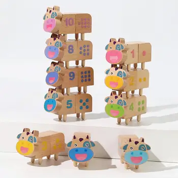 10x Деревянных строительных блоков для малышей, цветные игры по укладке, развивающие игрушки для раннего развития, подарки к праздникам для детей и девочек