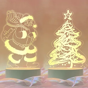 Детский ночник 3D Usb Led Светильник Санта Клаус Настольная лампа Рождественское украшение Ночник с оленем Natal Navidad Подарок на Новый год