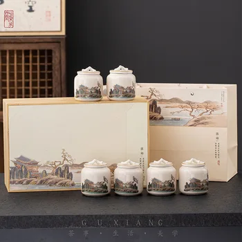 Подарочный набор из чайных банок, упаковка для белого, черного и зеленого чая, маленькие керамические баночки, подарочная упаковка и нанесение логотипа