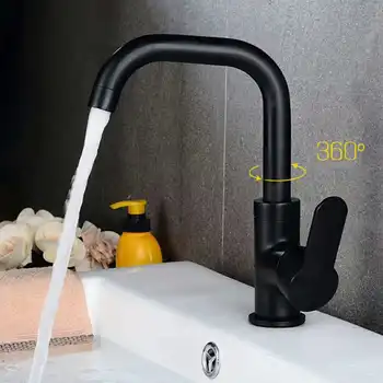 Матовый черный кухонный кран с управлением одной ручкой, смесители горячей и холодной воды для кухонной раковины, водопроводный кран на бортике