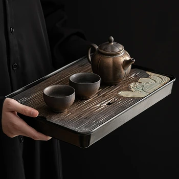 Позолоченный чайный поднос для хранения воды Бытовой стол для сухого вспенивания Чайная посуда Кухня Столовая Бар Домашний сад