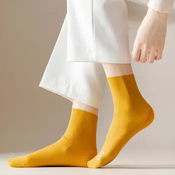 Тонкий простой ледяной шелк любого покроя, Летние бесшовные носки с ворсом, Чулочно-носочные изделия, женские носки средней длины