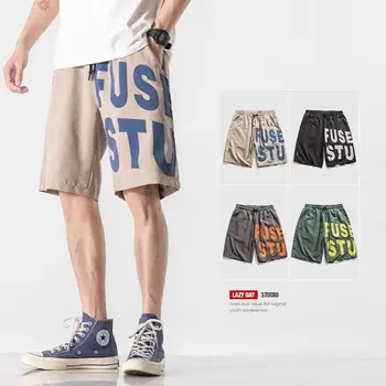 Летние мужские шорты Корейская уличная мода Спортивные шорты Мужская одежда с буквенным графическим принтом Баскетбольные шорты на завязках