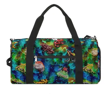 Спортивная сумка Frog Art с милыми лягушками, модные сумки для путешествий с животными, тренировочные спортивные сумки с рисунком пары, большая графическая сумка для фитнеса, Оксфордские сумки