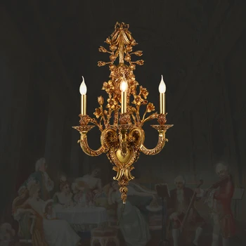 Латунный настенный светильник в стиле французского барокко, спальня, отель, церковь, Домашний декор, Европейский Медный настенный светильник