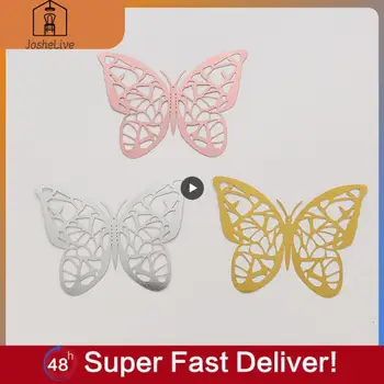 Супер Липкий Очаровательный декор комнаты, 3D наклейка с бабочкой, 3D Наклейка с бабочкой на стену, Металлическая Искусственная бабочка