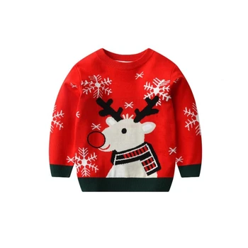 Новая рождественская детская одежда для мальчиков, модный вязаный свитер, Рождественский пуловер, свитер, детская толстовка