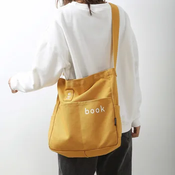 Женская сумка через плечо с буквенным принтом, холщовая сумка большой емкости для женщин 2023, новые летние повседневные однотонные женские сумки для покупок