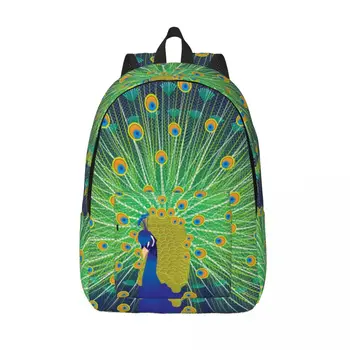 Рюкзак для ноутбука Уникальный Павлин на темно-синем фоне, Школьная сумка, Прочный Студенческий рюкзак, Дорожная сумка для мальчиков и девочек