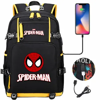Disney Spiderman USB Школьные сумки для подростков, женщин, мужчин, дорожный рюкзак для ноутбука, сумки для девочек и мальчиков, детские школьные сумки для книг