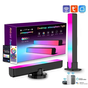 2 шт. Умные RGB-подсветки, управление звуком, лампа для подбора музыкального ритма для компьютера, телевизора, бара, вечеринки, работа с Alexa и Google Assistant