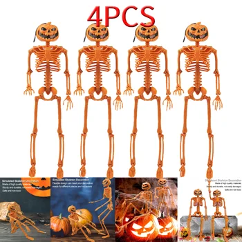 Новая модель скелета с тыквенной головой, регулируемые шарниры, украшения скелета на Хэллоуин, Фестивальные украшения, лучшие подарки для вечеринки в саду