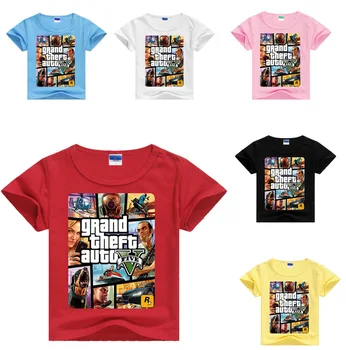 2023 Новая футболка для мальчиков, Летняя Футболка с 3D-принтом GTA 5, Детский Забавный топ Grand Theft Auto V Для мальчиков и девочек, футболки от 2 до 14 лет