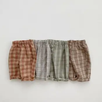 Новые модные клетчатые брюки для мальчиков, простые удобные брюки, полосатые хлопковые широкие брюки для мальчиков, универсальные брюки