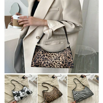Женские сумки подмышками с леопардовым принтом, мини-сумки через плечо, сумки на молнии