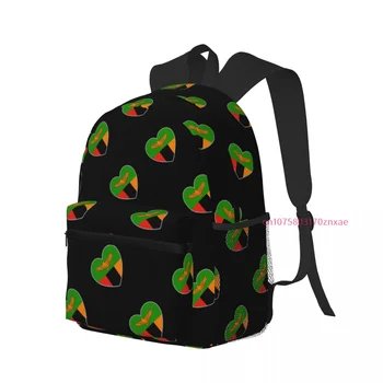 Повседневный рюкзак с изображением флага Замбии в виде сердца, легкий школьный рюкзак, дорожная сумка Унисекс с боковыми карманами для бутылок