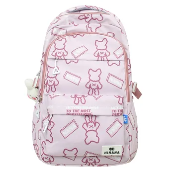 Сумки для средней школы для девочек, подростков, студенческий рюкзак, женский нейлоновый корейский рюкзак с милым мультяшным принтом