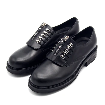 Модная деловая обувь Черная официальная мужская обувь из натуральной кожи с высоким берцем и круглым носком для мужчин