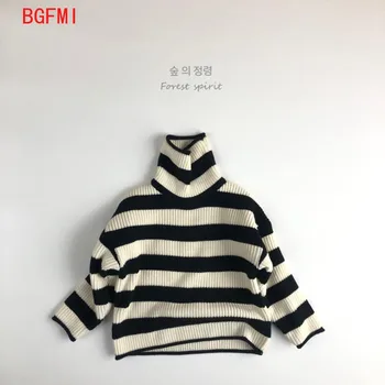 Осень и зима от 2 до 9 лет, Корейский детский пуловер, свитер в полоску с длинным рукавом, Черно-белый свитер для мальчиков