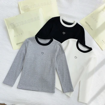 Осенне-зимняя детская футболка с круглым вырезом и длинными рукавами для девочек Baby 2023