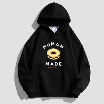 Новые роскошные дизайнерские толстовки для мужчин, японский бренд HUMAN MADE, трендовая уличная одежда, толстовка с мультяшным принтом, пуловер из 100% хлопка