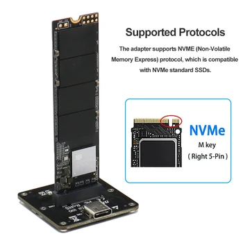 Конвертер M.2 NVME в Жесткий Диск Type C Box JMS583 Плата Расширения M Key SSD Case Карта-адаптер для 2230/42/60/80/110 M.2 SSD