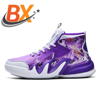BXBR 2023 Мужская Женская фиолетовая баскетбольная обувь, Дышащая нескользящая спортивная обувь для мальчиков, спортивные кроссовки, мужская обувь для девочек