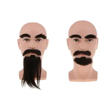 Мужская голова Волосы Борода Парикмахерский манекен Косметологическая кукольная голова с отверстием для крепления