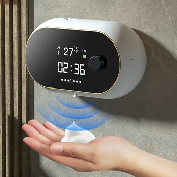 Автоматический диспенсер для мыла с пеной, индукционный Жидкий автоматический диспенсер для пены, USB-индикатор температуры, настенное дезинфицирующее средство для рук