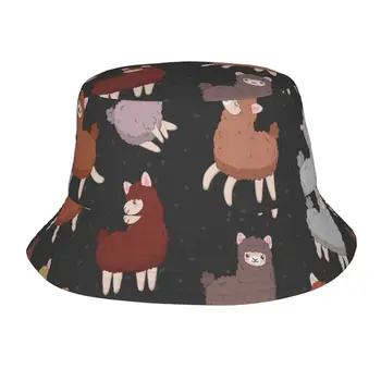 Забавная мультяшная панама с ламой, Рыбацкая шляпа, складная женская мужская солнцезащитная кепка-козырек