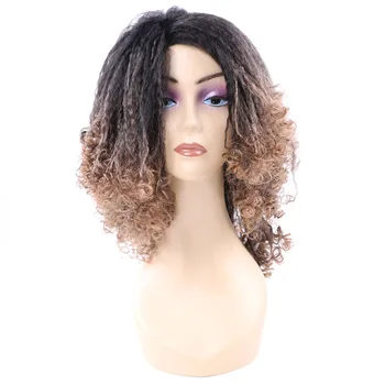 Синтетический парик Яки переходит в кудрявые парики для черных женщин Омбре Светло-коричневые кудрявые парики для косплея