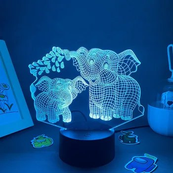 Милый Слон-животное 3D Светодиодные неоновые Лавовые лампы RGB Аккумуляторный ночник Красочный подарок для малыша Детский стол Kawai для спальни Декор стола