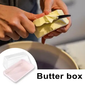 Прочная коробка для масла с ножом, контейнер для хранения пищевого масла с прозрачной крышкой, емкость для консервирования