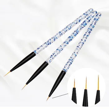 3 шт, акриловый набор кистей для подводки ногтей в французскую полоску, 3D-наконечники для маникюра, ультратонкая ручка для рисования, УФ-гелевые Кисти, Инструменты для рисования.
