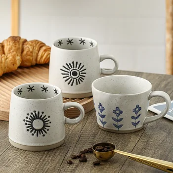 Чашка для воды из керамогранита в стиле ретро, Керамическая кружка, домашняя чашка для питья, Кофейная кружка, Чайная чашка, японские чашки с ручной росписью