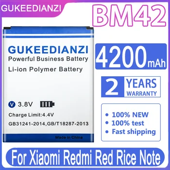 Сменный аккумулятор GUKEEDIANZI BM42 BM 42 4200mAh для Xiaomi Redmi Red Rice Note Batterij + Номер трека